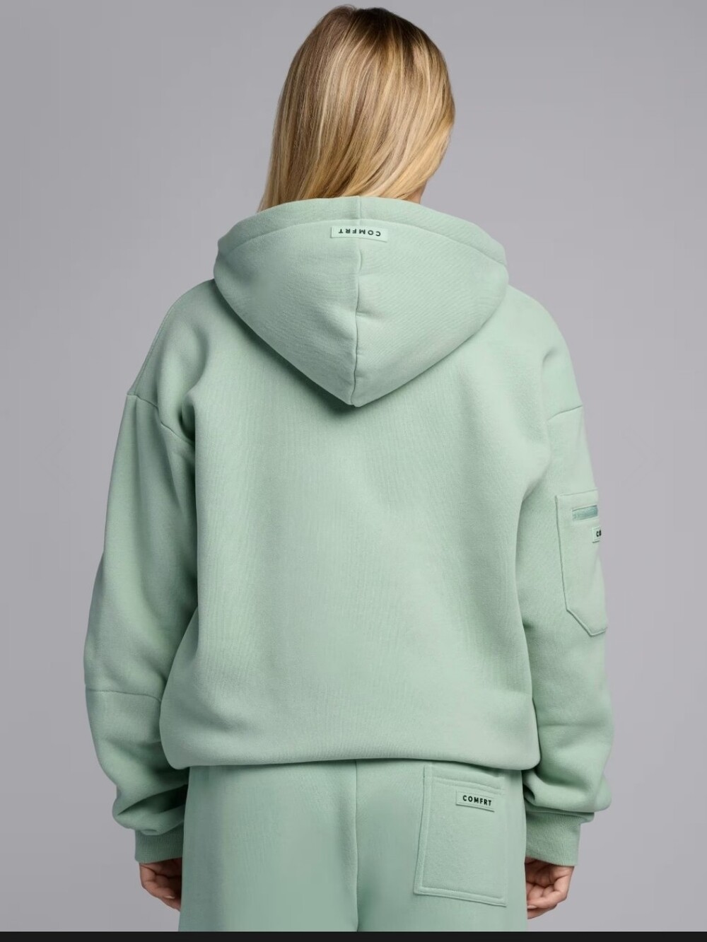 Comfrt Unisex Full‑Zip Airplane Mode Travel Hoodie in Limiyed Edition Aloe Color - Picture 3 of 6